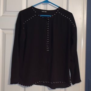 Express Black Beaded Blouse